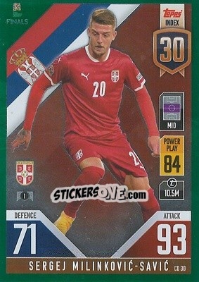 Sticker Sergj Milinović-Savić - The Road To Uefa Nations League Finals 2022-2023. Match Attax 101 n. CD30g - Topps