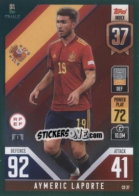 Sticker Aymeric Laporte - The Road to UEFA Nations League Finals 2022-2023. Match Attax 101 - Topps