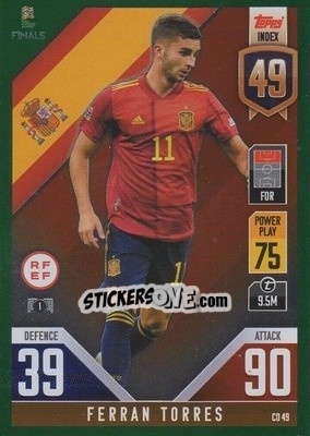Cromo Ferran Torres - The Road to UEFA Nations League Finals 2022-2023. Match Attax 101 - Topps