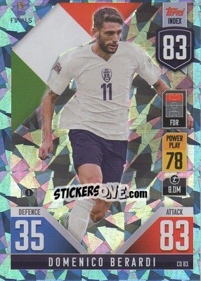 Sticker Domenico Berardi - The Road to UEFA Nations League Finals 2022-2023. Match Attax 101 - Topps