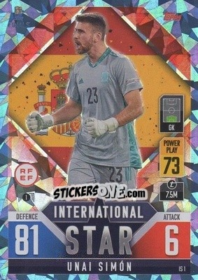 Sticker Unai Simön - The Road To Uefa Nations League Finals 2022-2023. Match Attax 101 n. IS1b - Topps