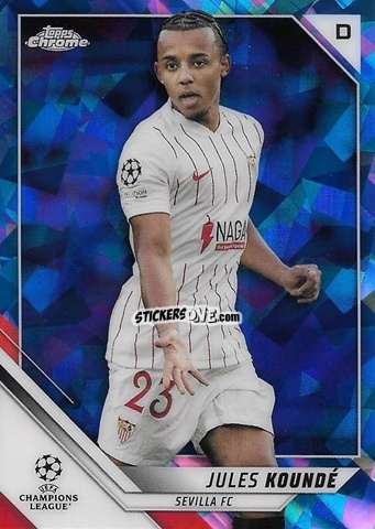 Sticker Jules Kounde - Champions League Chrome 2021-2022. Sapphire Edition n. 121 - Topps