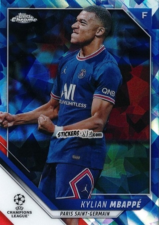 Sticker Kylian Mbappe - Champions League Chrome 2021-2022. Sapphire Edition n. 1 - Topps