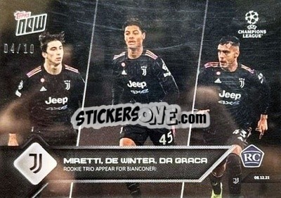 Sticker Fabio Miretti / Koni De Winter / Cosimo Marco Da Graca - NOW UEFA Champions League 2021-2022 n. 96b - Topps