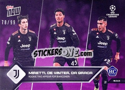 Sticker Fabio Miretti / Koni De Winter / Cosimo Marco Da Graca - NOW UEFA Champions League 2021-2022 n. 96p - Topps
