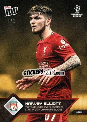 Sticker Harvey Elliott - NOW UEFA Champions League 2021-2022 n. 112g - Topps