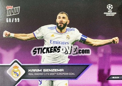 Sticker Karim Benzema - NOW UEFA Champions League 2021-2022 - Topps