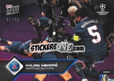 Sticker Kylian Mbappe - NOW UEFA Champions League 2021-2022 n. 108p - Topps