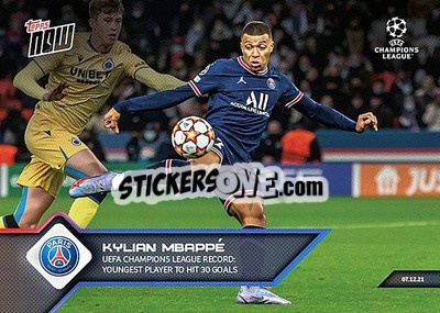 Sticker Kylian Mbappe - NOW UEFA Champions League 2021-2022 n. 91 - Topps