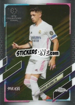 Sticker Federico Valverde - Chrome X Steve Aoki UEFA Champions League Neon Future 2020-2021 n. 67 - Topps