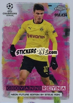 Sticker Giovanni Reyna - Chrome X Steve Aoki UEFA Champions League Neon Future 2020-2021 - Topps