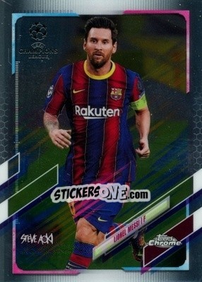 Sticker Lionel Messi - Chrome X Steve Aoki UEFA Champions League Neon Future 2020-2021 n. 1 - Topps