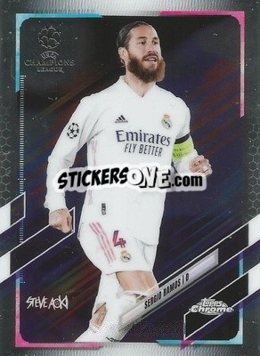 Sticker Sergio Ramos - Chrome X Steve Aoki UEFA Champions League Neon Future 2020-2021 - Topps