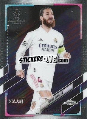 Sticker Sergio Ramos - Chrome X Steve Aoki UEFA Champions League Neon Future 2020-2021 n. 92 - Topps