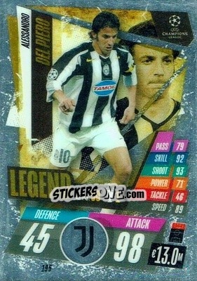 Sticker Alessandro Del Piero - UEFA Champions League Chrome 2020-2021. Match Attax n. 195 - Topps