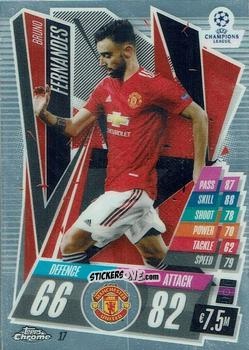 Sticker Bruno Fernandes - UEFA Champions League Chrome 2020-2021. Match Attax n. 17 - Topps