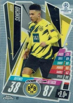 Cromo Jadon Sancho - UEFA Champions League Chrome 2020-2021. Match Attax n. 91 - Topps