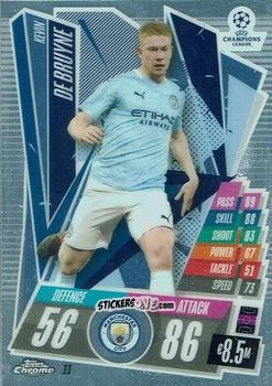 Figurina Kevin De Bruyne - UEFA Champions League Chrome 2020-2021. Match Attax n. 11 - Topps