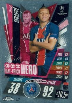 Figurina Kylian Mbappe - UEFA Champions League Chrome 2020-2021. Match Attax n. 177 - Topps