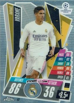 Sticker Raphael Varane - UEFA Champions League Chrome 2020-2021. Match Attax n. 42 - Topps