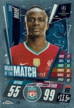 Figurina Sadio Mane - UEFA Champions League Chrome 2020-2021. Match Attax n. 178 - Topps