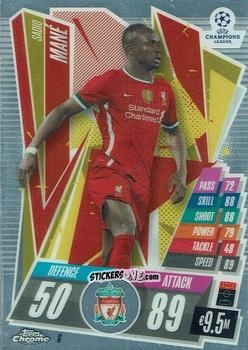 Figurina Sadio Mane - UEFA Champions League Chrome 2020-2021. Match Attax n. 6 - Topps