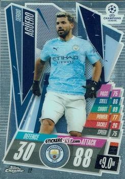 Figurina Sergio Aguero - UEFA Champions League Chrome 2020-2021. Match Attax n. 12 - Topps