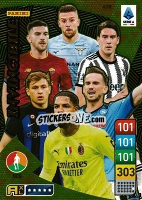 Sticker Mike Maignan / Nicolò Barella / Fabián Ruiz / Dusan Vlahovic / Lorenzo Pellegrini - Calciatori 2022-2023. Adrenalyn XL n. 470 - Panini