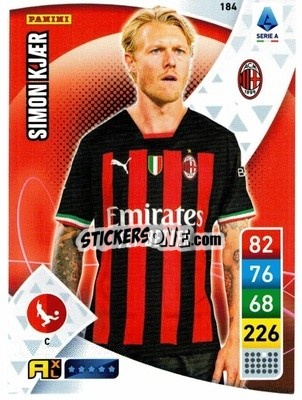 Sticker Simon Kjær - Calciatori 2022-2023. Adrenalyn XL n. 184 - Panini