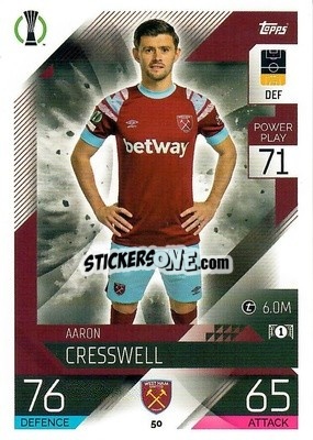 Sticker Aaron Cresswell - UEFA Champions League & Europa League 2022-2023. Match Attax n. 50 - Topps