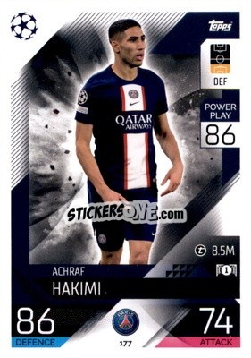 Sticker Achraf Hakimi - UEFA Champions League & Europa League 2022-2023. Match Attax n. 177 - Topps