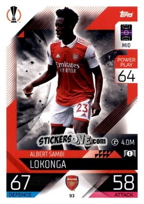Sticker Albert Sambi Lokonga - UEFA Champions League & Europa League 2022-2023. Match Attax n. 93 - Topps