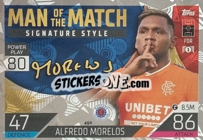 Sticker Alfredo Morelos - UEFA Champions League & Europa League 2022-2023. Match Attax n. 450 - Topps