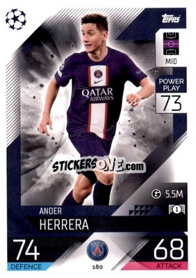 Sticker Ander Herrera  - UEFA Champions League & Europa League 2022-2023. Match Attax n. 180 - Topps