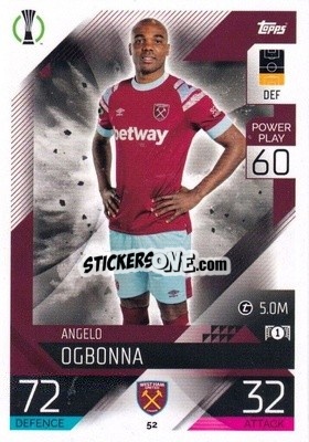 Sticker Angelo Ogbonna - UEFA Champions League & Europa League 2022-2023. Match Attax n. 52 - Topps