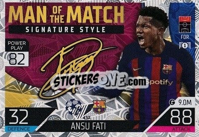 Sticker Ansu Fati - UEFA Champions League & Europa League 2022-2023. Match Attax - Topps