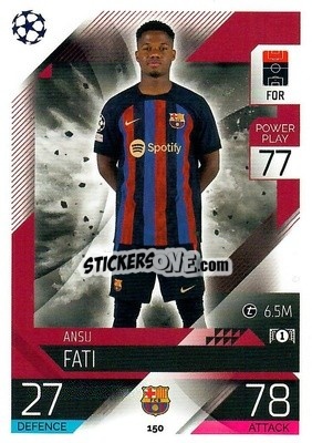 Sticker Ansu Fati - UEFA Champions League & Europa League 2022-2023. Match Attax n. 150 - Topps