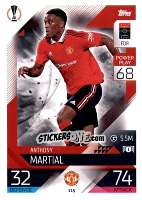 Sticker Anthony Martial - UEFA Champions League & Europa League 2022-2023. Match Attax n. 115 - Topps