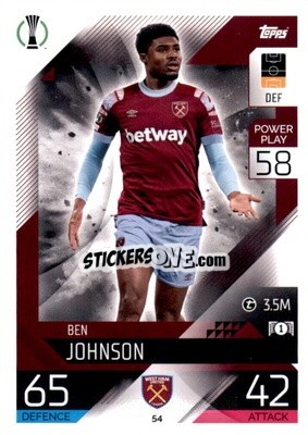 Sticker Ben Johnson  - UEFA Champions League & Europa League 2022-2023. Match Attax n. 54 - Topps