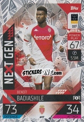 Sticker Benoit Badiashile - UEFA Champions League & Europa League 2022-2023. Match Attax n. 407 - Topps
