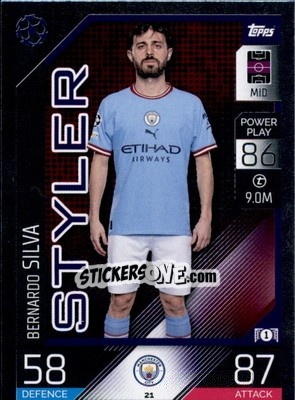 Sticker Bernardo Silva - UEFA Champions League & Europa League 2022-2023. Match Attax n. 21 - Topps