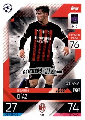 Sticker Brahim Diaz - UEFA Champions League & Europa League 2022-2023. Match Attax n. 331 - Topps