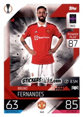 Sticker Bruno Fernandes  - UEFA Champions League & Europa League 2022-2023. Match Attax n. 112 - Topps