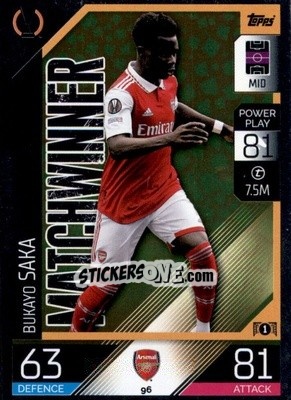Sticker Bukayo Saka   - UEFA Champions League & Europa League 2022-2023. Match Attax n. 96 - Topps