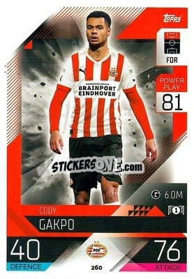 Sticker Cody Gakpo - UEFA Champions League & Europa League 2022-2023. Match Attax n. 260 - Topps