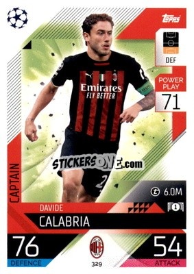Sticker Davide Calabria - UEFA Champions League & Europa League 2022-2023. Match Attax n. 329 - Topps