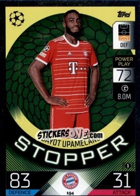 Sticker Dayot Upamecano   - UEFA Champions League & Europa League 2022-2023. Match Attax n. 194 - Topps