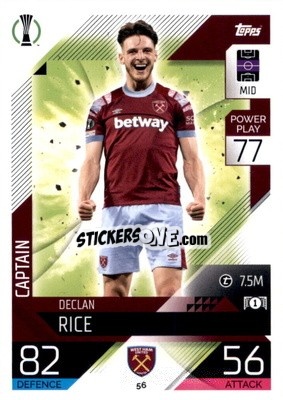 Sticker Declan Rice  - UEFA Champions League & Europa League 2022-2023. Match Attax n. 56 - Topps