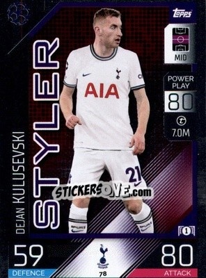 Sticker Dejan Kulusevski - UEFA Champions League & Europa League 2022-2023. Match Attax n. 78 - Topps