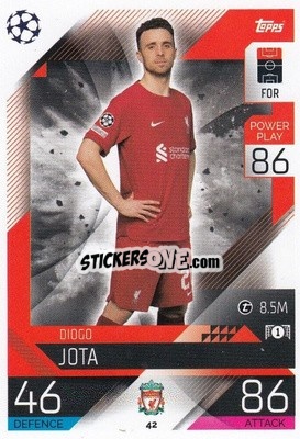 Sticker Diogo Jota - UEFA Champions League & Europa League 2022-2023. Match Attax n. 42 - Topps